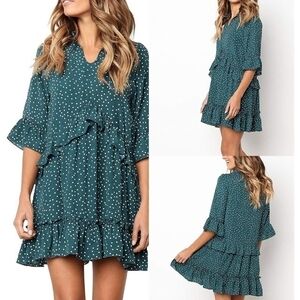 Cherfly Polkadot Ruffle Dress Size XL NWT